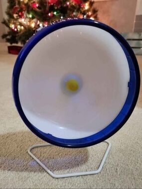 Kaytee Blue and White Silent Spin Exercise Wheel for Small Pets